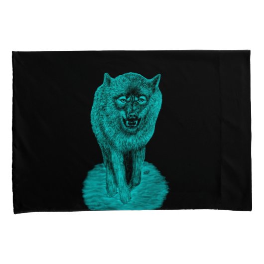 夜怒の黒い狼 枕カバー (正面右)