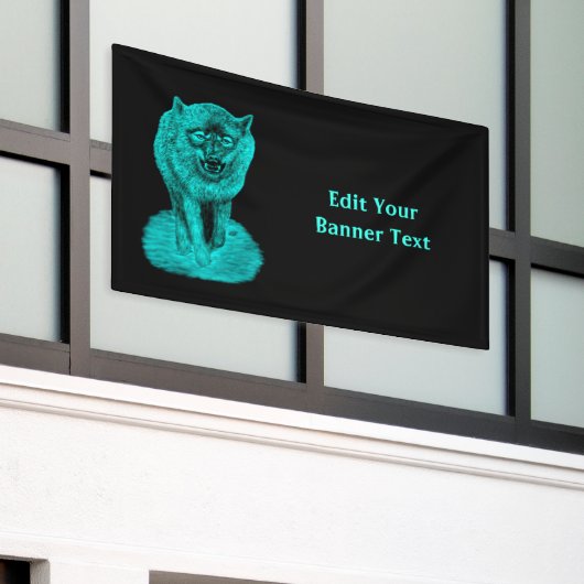 夜怒の黒い狼 横断幕 (ビルの外側)