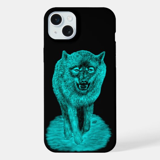 夜怒の黒い狼 iPhoneケース (裏面)