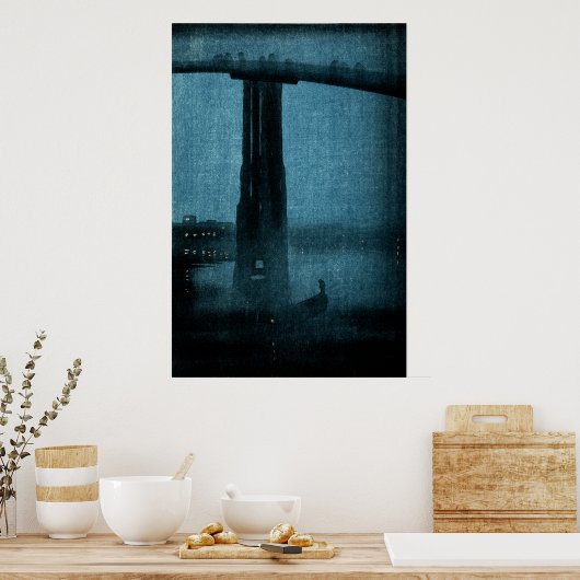 夜日本の1号橋 ポスター (キッチン)