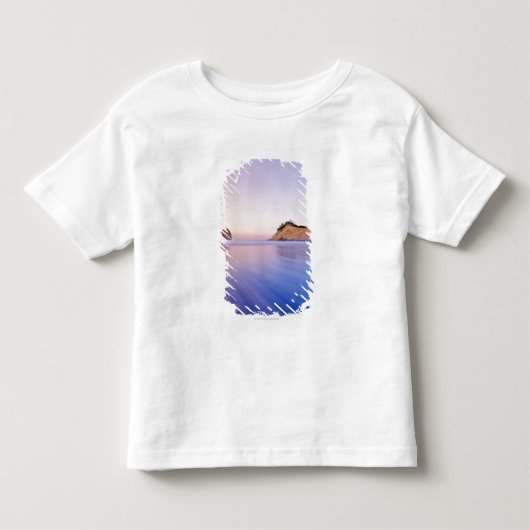 夜明けによってぼやけられる青い紫色の波の三角波の石 トドラーTシャツ (正面)