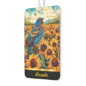 夜明けにヒマワリの間で歌うブルーバード カーエアーフレッシュナー (左)