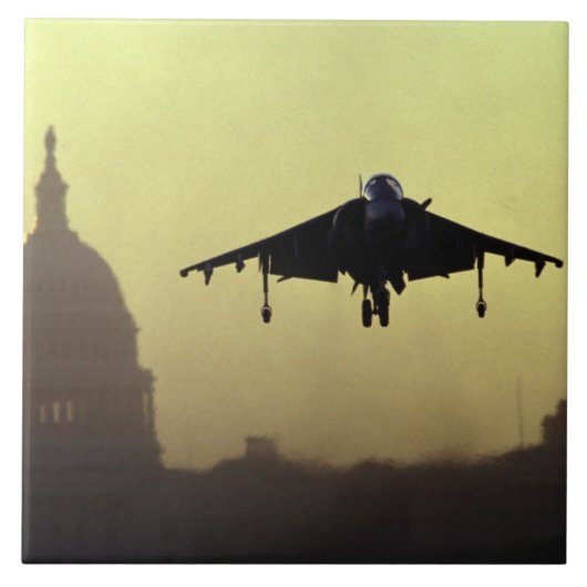 夜明けにモールのハリアーのジェット機の着陸との タイル (正面)