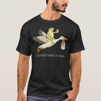 夜明けに合法的に取引する薬局 笑うガチョウとカエル Tシャツ
