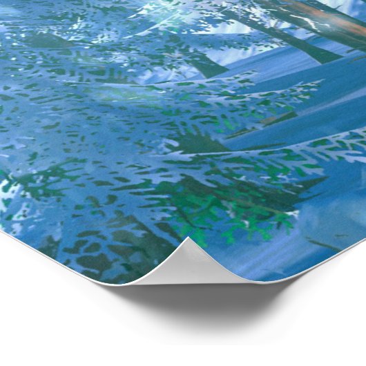 夜明けに小さな高山村の3dイラストレーション。S ポスター (角)