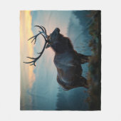 夜明けに尾根でエルク フリースブランケット (正面)