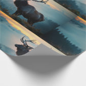 夜明けに尾根でエルク ラッピングペーパー (角)