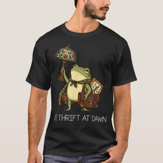 夜明けに掘り出し物狩り ヴィンテージ面白いカエル Tシャツ