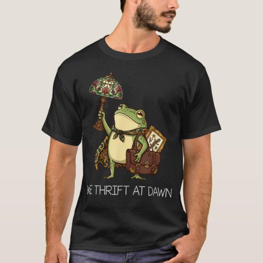 夜明けに掘り出し物狩り ヴィンテージ面白いカエル Tシャツ (正面)