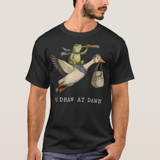夜明けに採血するカエルのおもしろデザイン 看護師 Tシャツ (正面)