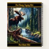 夜明けに穏やかな渓流に流れるムース ノートブック (裏面)