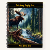 夜明けに穏やかな渓流に流れるムース ノートブック (正面)