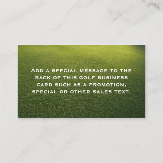 夜明けに緑のゴルフコース 名刺 (裏面)