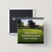 夜明けに緑のゴルフコース 缶バッジ (正面&裏面)