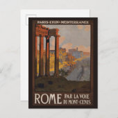 夜明けのローマのフォーラムのヴィンテージ旅行ポスター。 ポストカード (正面/裏面)