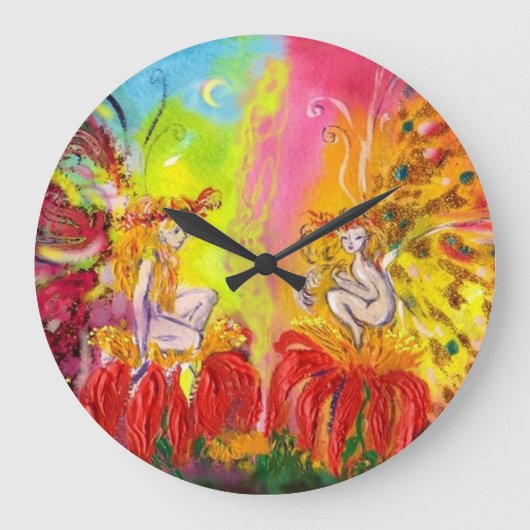 夜明けの妖精たち ラージ壁時計 (正面)