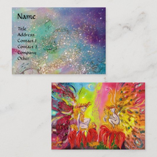 夜明けの妖精/青い魔法の輝き金ゴールドティール(緑がかった色) 名刺 (正面/裏面)