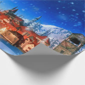 夜明けの小さな高山村の3dイラストレーション。S ラッピングペーパー (角)