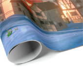 夜明けの小さな高山村の3dイラストレーション。S ラッピングペーパー (ロールコーナー)