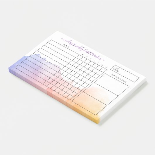 夜明けの水彩画の週間習慣追跡装置 ポストイット (アングル)