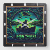 夜明けの狩猟 Born to Hunt スクエア壁時計 (正面)
