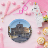夜明けの空のポンテサンタンジェロ – ローマ，イタリア ペーパープレート (パーティー)