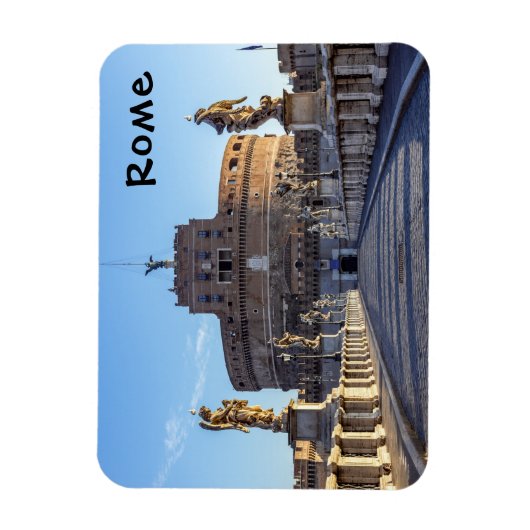 夜明けの空のポンテサンタンジェロ – ローマ,イタリア マグネット (縦)