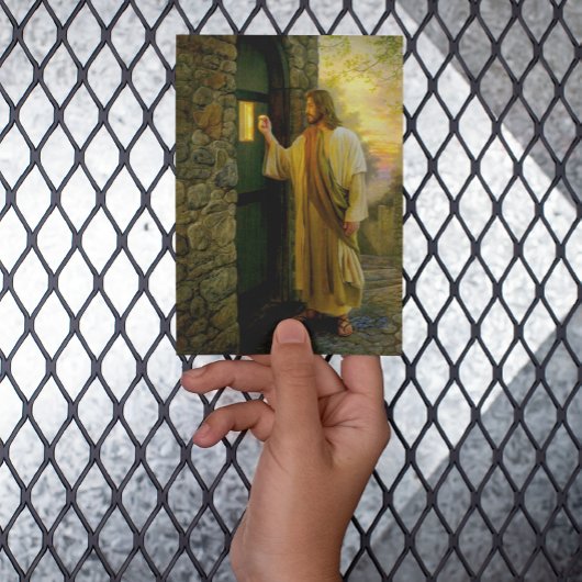 夜明けの訪問イエスが扉をノック素朴する カード