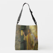 夜明けの訪問イエスが扉をノック素朴する クロスボディバッグ (裏面)