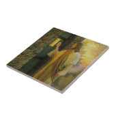 夜明けの訪問イエスが扉をノック素朴する タイル (側面)