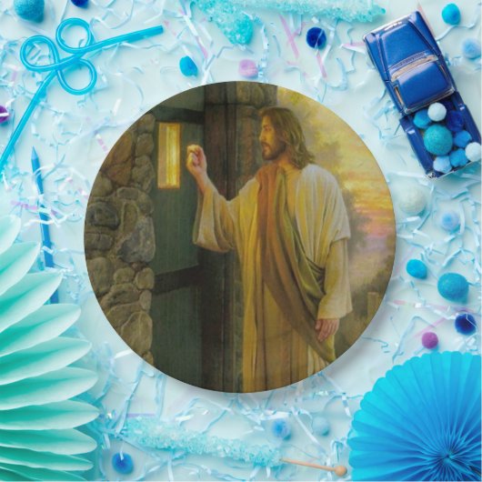 夜明けの訪問イエスが扉をノック素朴する ペーパープレート (パーティー)