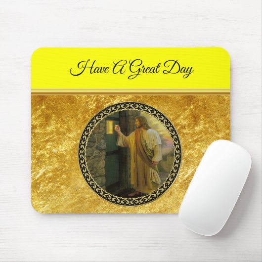 夜明けの訪問イエスが扉をノック素朴する マウスパッド (マウス)