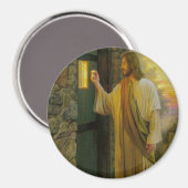 夜明けの訪問イエスが扉をノック素朴する マグネット (正面/裏面)