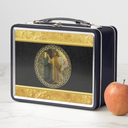 夜明けの訪問イエスが扉をノック素朴する メタルランチボックス (インサイチュ)