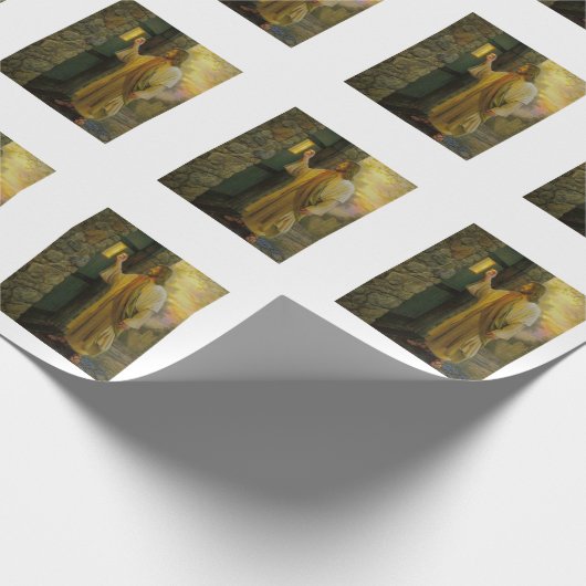 夜明けの訪問イエスが扉をノック素朴する ラッピングペーパー (角)