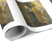 夜明けの訪問イエスが扉をノック素朴する ラッピングペーパー (ロールコーナー)