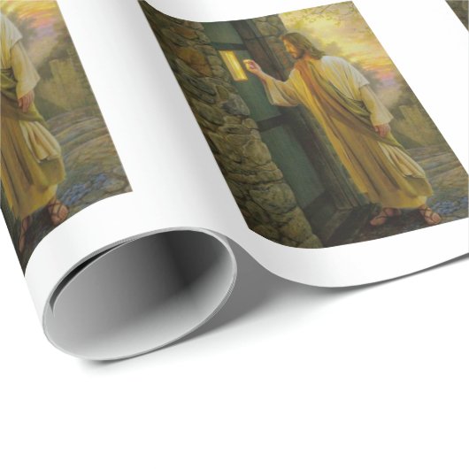 夜明けの訪問イエスが扉をノック素朴する ラッピングペーパー (ロールコーナー)