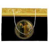 夜明けの訪問イエスが扉をノック素朴する ラージペーパーバッグ (裏面)