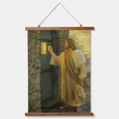 夜明けの訪問イエスが扉をノック素朴する 吊り下げ型タペストリー (正面)