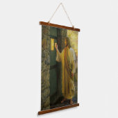 夜明けの訪問イエスが扉をノック素朴する 吊り下げ型タペストリー (傾斜あり)