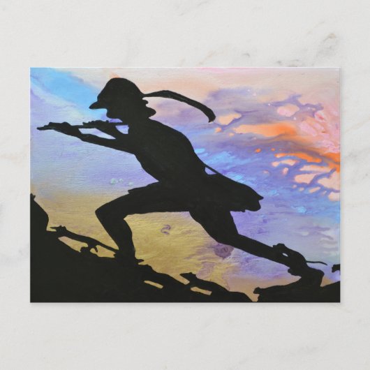 夜明けの門で笛 ポストカード (正面)