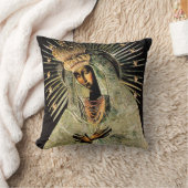 夜明けの門の我々の婦人ブラックと金ゴールド クッション (ブランケット)