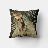 夜明けの門の我々の婦人ブラックと金ゴールド クッション (裏面)