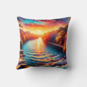 「夜明けの静かな抱擁 – コマル川の日の出」 クッション (裏面)