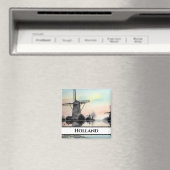 夜明けの風車 – 水の色絵画の マグネット (インサイチュ (食洗機))