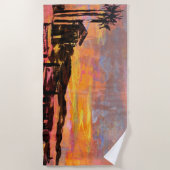 夜明けダナポイントのライフガードタワー ビーチタオル (正面)