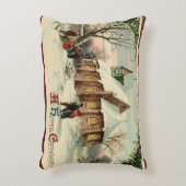 夜明けミサでのヴィンテージクリスマス教会のパリショナー アクセントクッション (正面(垂直))