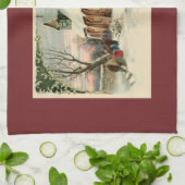 夜明けミサでのヴィンテージクリスマス教会のパリショナー キッチンタオル (折り畳み)