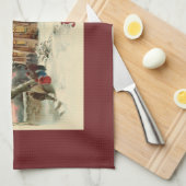 夜明けミサでのヴィンテージクリスマス教会のパリショナー キッチンタオル (四つ折り)