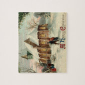 夜明けミサでのヴィンテージクリスマス教会のパリショナー ジグソーパズル (縦)